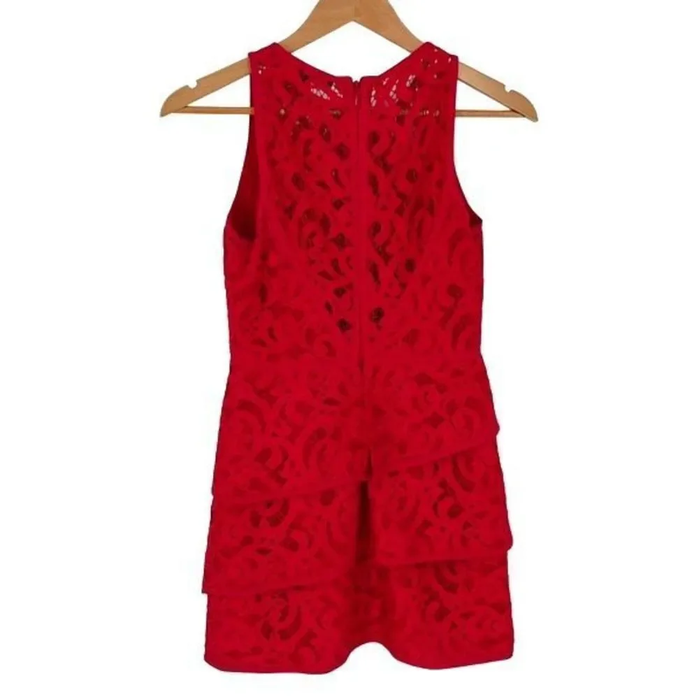 BCBGMaxAzria Womens Hanah Lace Cocktail Mini Dress‎ Burnt Red Size 2 NWT